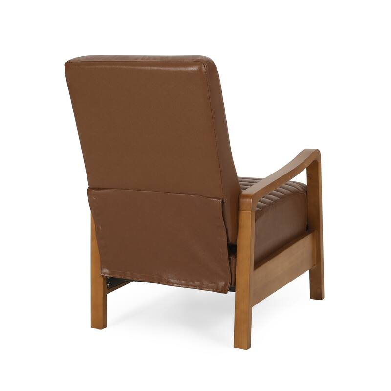 Small Wood Frame Recliner Club Chair with Retractable Footrest Living Room Lounge Armchair Upholstered Reading Chair for Bedroom