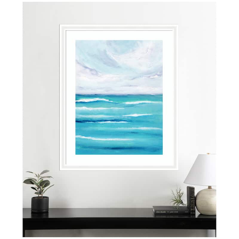 Kate and Laurel Framed Art Evening Ocean Waves by Nikita Jariwala
