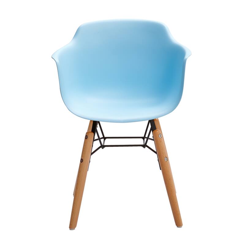 HomeRoots Set Of Four Blue And Brown Heavy Duty Plastic And Wood Juvenile Side Chairs - 16.00 in. x 23.00 in. x 15.00 in.