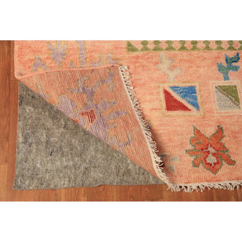 Oushak Indian Area Rug Hand-Knotted Floral Wool Carpet - 8'11"x 11'11"