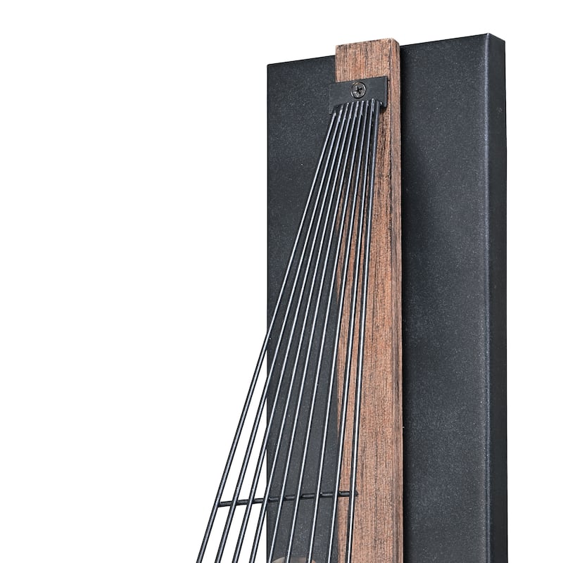 Dearborn 1 Light Black Oak Geometric Wire Cage Flush Wall Sconce - 4.5-in W x 21.5-in H x 8-in D