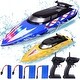 preview thumbnail 1 of 3, 2Pack RC Boat,20+/10+MPH Remote Control Boats with LED Light for Kids and Adults