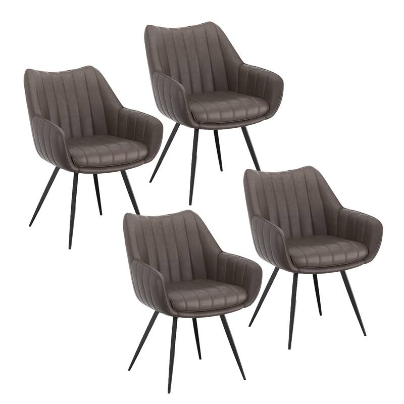 Modern Faux Leather & Metal Swivel Dining & Accent Chair