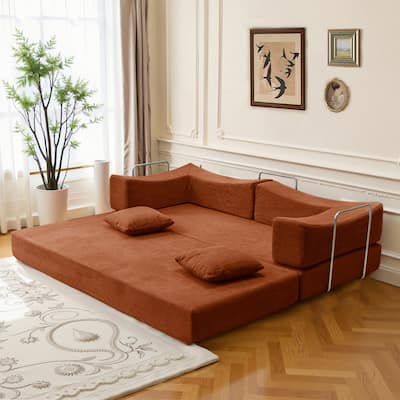2-in-1 Convertible Sofa Bed, Memory Foam Mattress, No Assembly, Space-Saving for Living Room, Bedroom