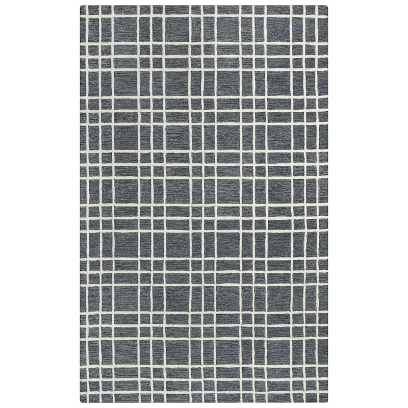 Alora Decor Lofton Plaid Hand-tufted Wool Rug - 5' x 7'6" - Grey
