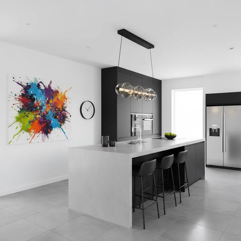 Artcraft Astra - Integrated LED Island Light - Black Finish - Smoke Ombre Glassware Shade