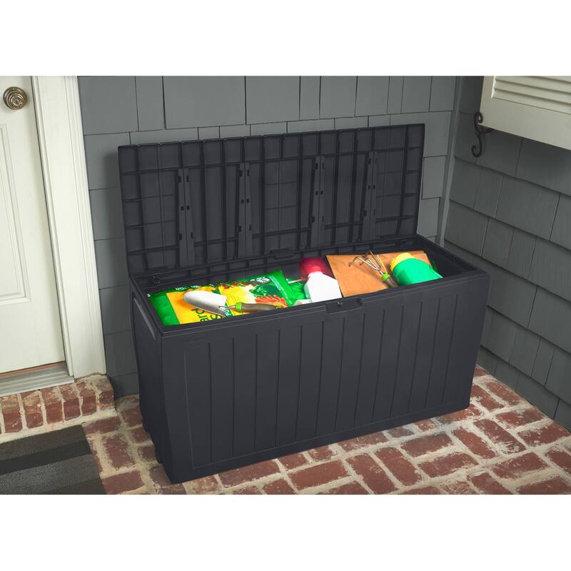 Keter Marvel Plus 71 Gallon Durable Resin Outdoor Storage Deck Box For Furniture and Supplies