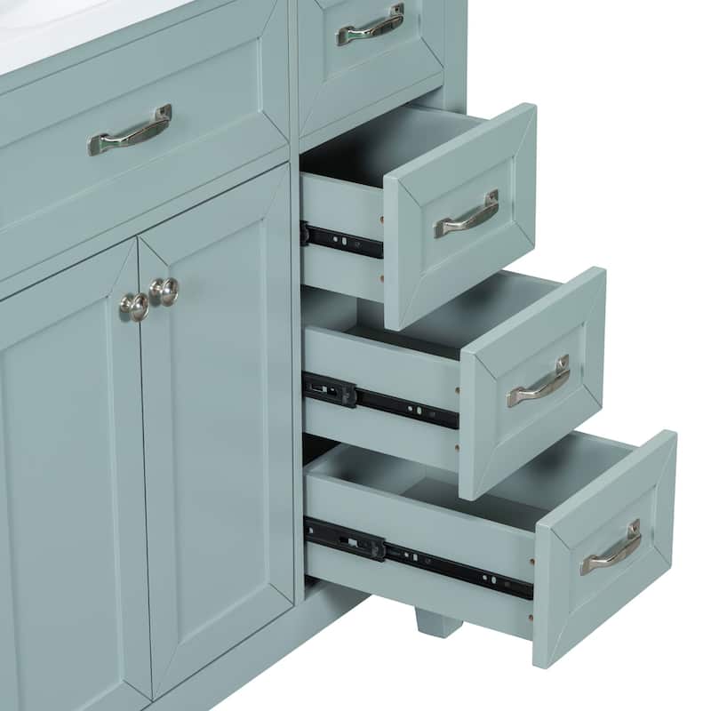 36 in.W MDF Freestanding Bathroom Vanity Set with Integrated Sink, Drawers and Doors - 36" x 18" x 36"