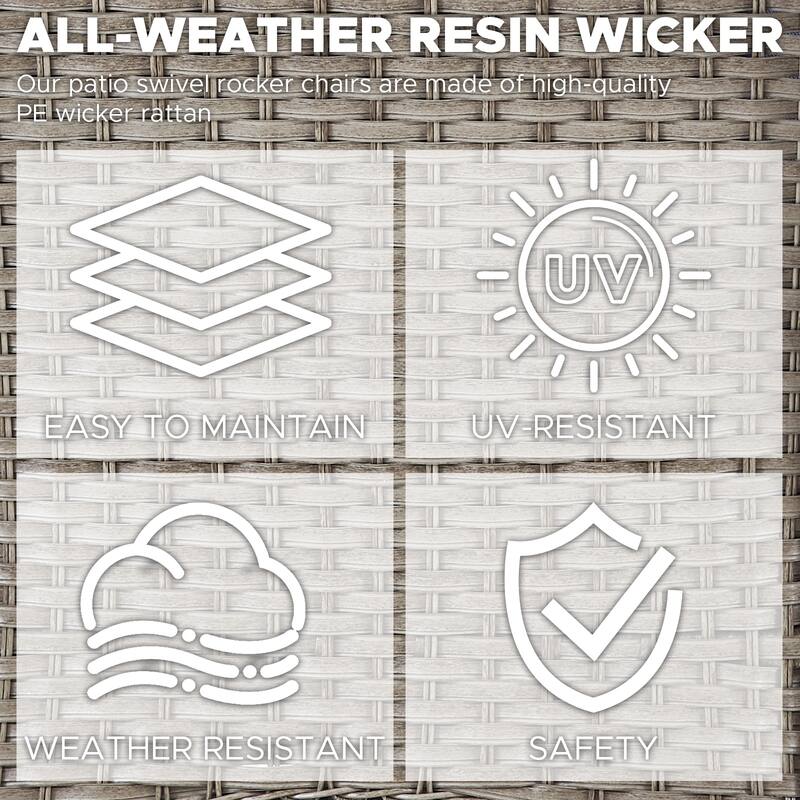 Outdoor Gliders Chair with Side Table Grey-Blue - Grey