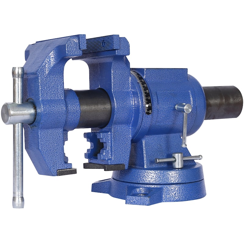 5" Multi-jaw Rotating Bench Vise ,Multipurpose Vise Bench,360-Degree Rotation Clamp on Vise with Swivel Base and Head - Blue