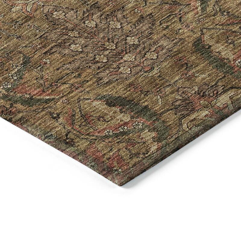 Machine Washable Indoor/ Outdoor Boho Traditional Chantille Rug