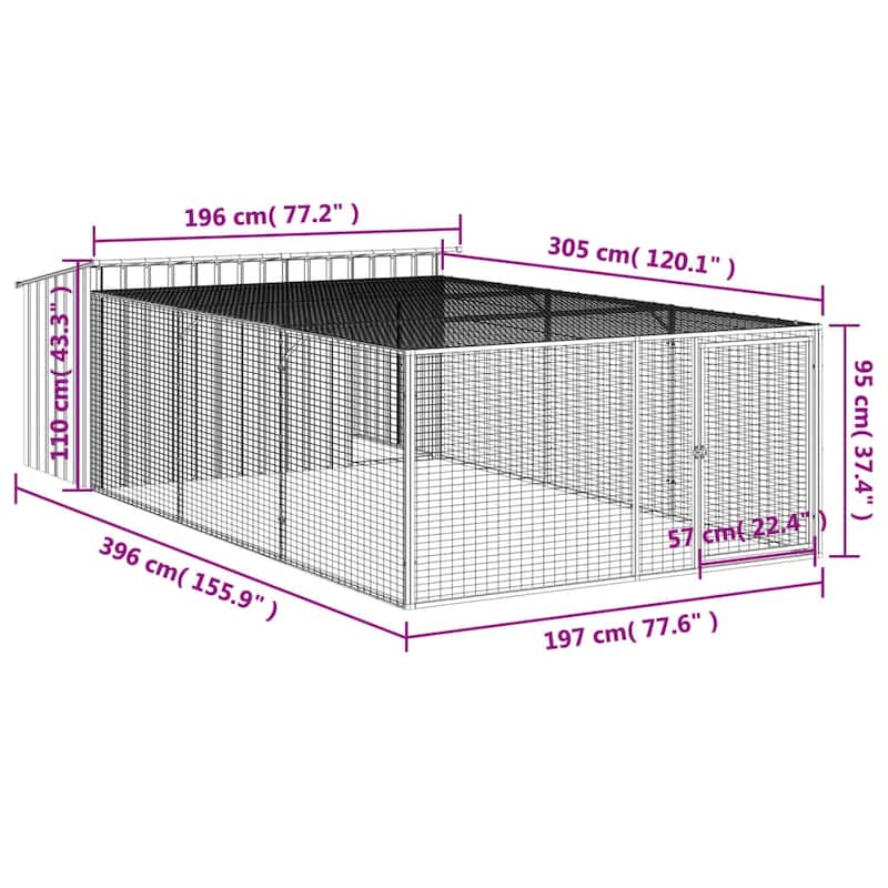 vidaXL Dog House Anthracite Galvanized Steel Large Durable Dog House