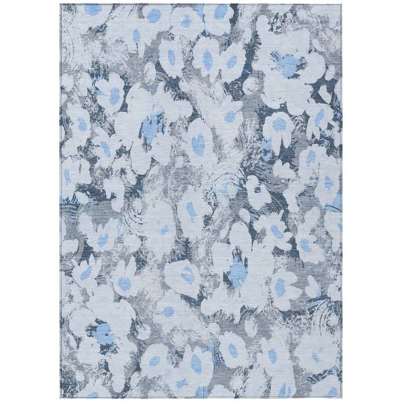 Machine Washable Indoor/ Outdoor Modern Daisy Chantille Rug