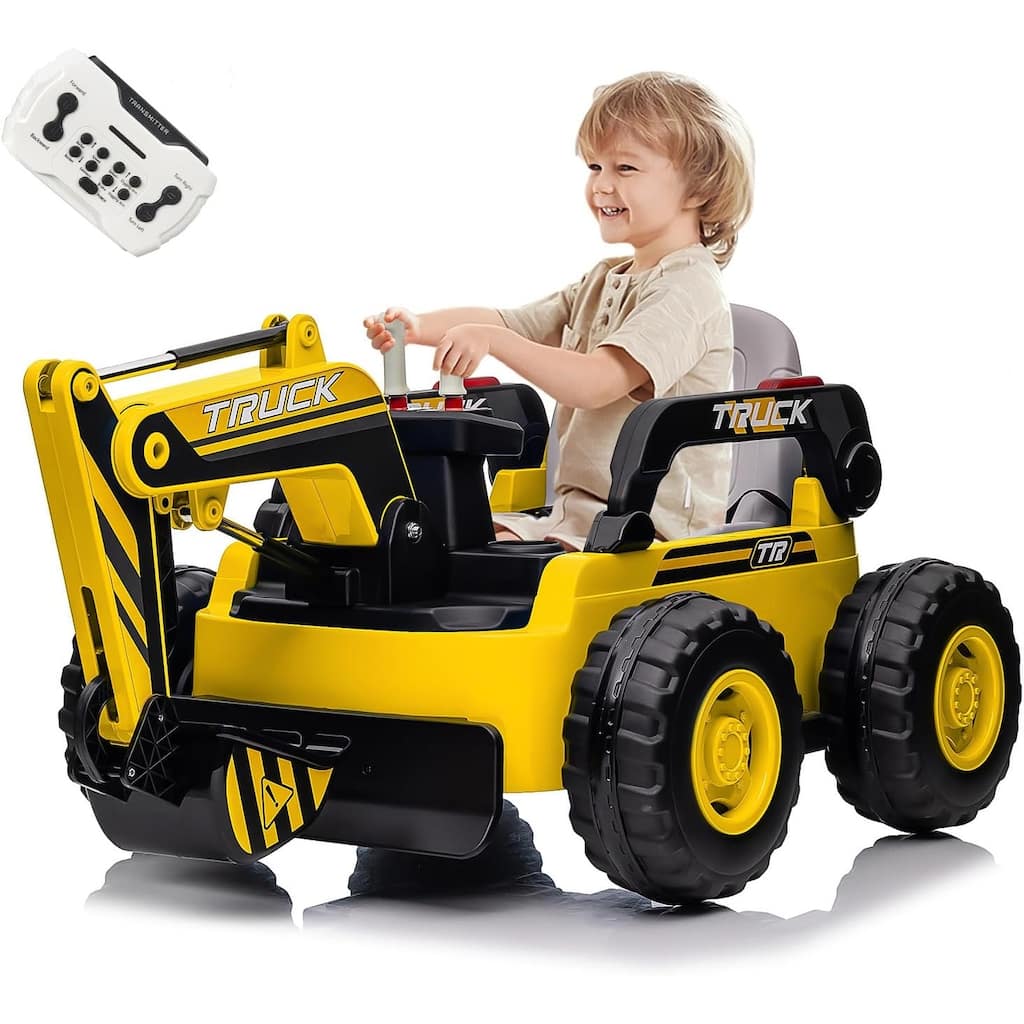 Ride On Excavator for Kids, 4WD Electric Excavator Toy