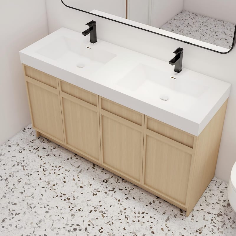 Malwee 30"/36"/48"/60" Bathroom Vanity with Sink, FreeStanding Vanity with Soft Close Doors and adjustable shelf