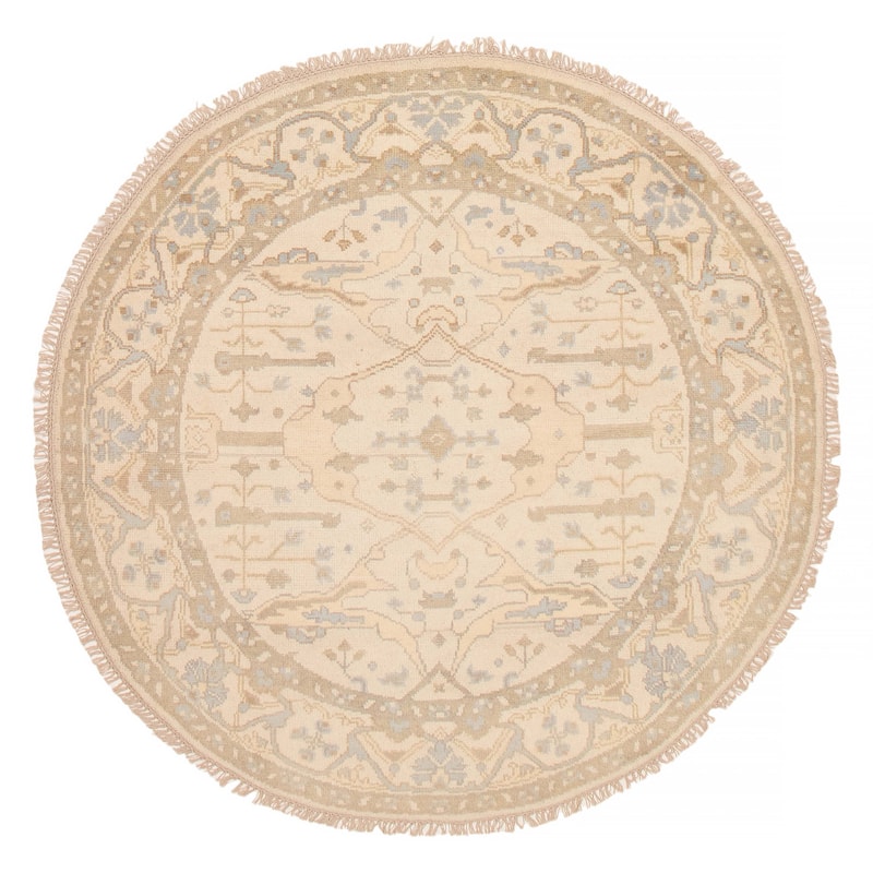ECARPETGALLERY Hand-knotted Royal Oushak Cream Wool Rug - 5'11 x 5'11 - Cream - 5'11 x 5'11