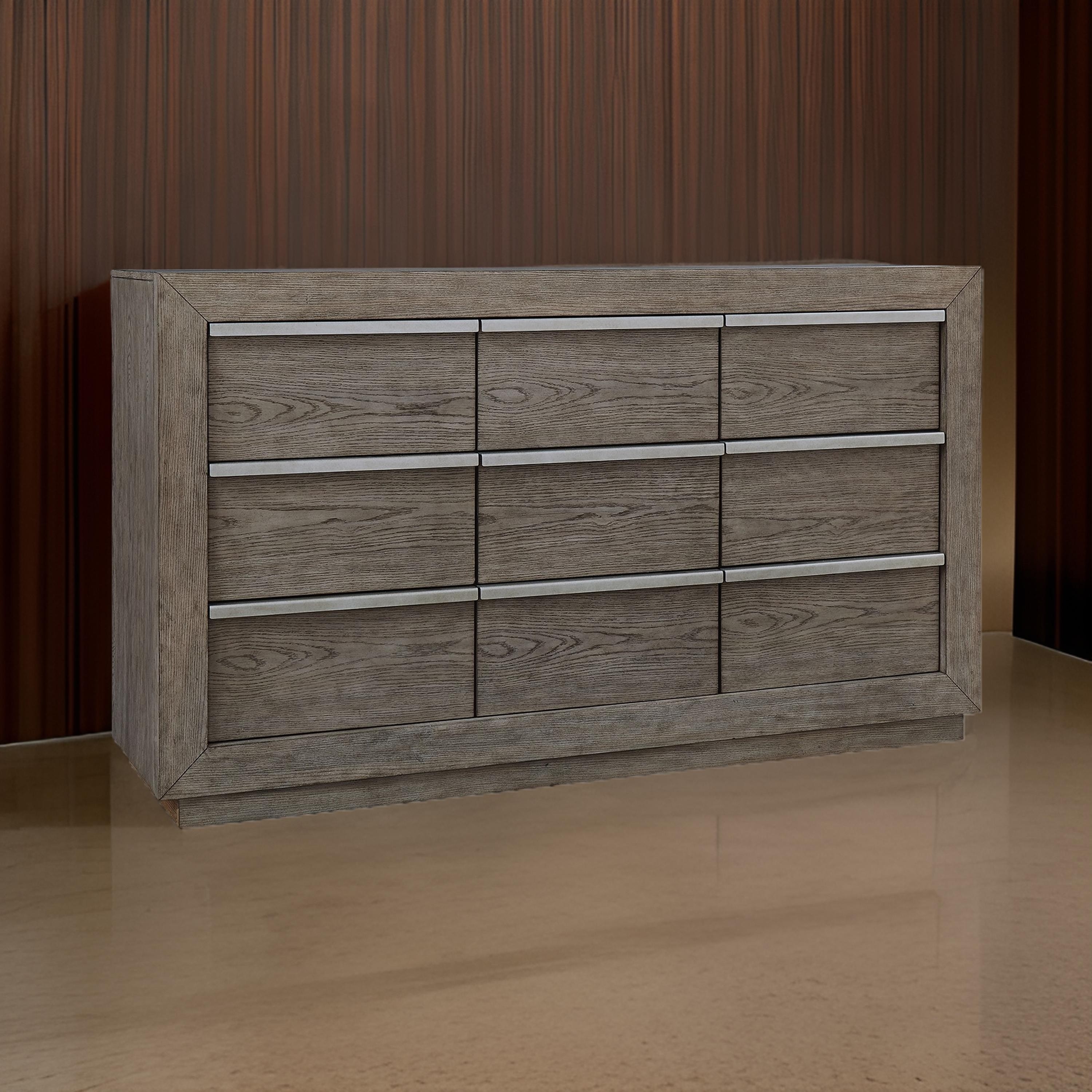 Erica 72 Inch Wide Dresser Chest, 9 Gliding Drawers, Smooth Gray Finish Erica 72 Inch Wide Dresser Chest, 9 Gliding Drawers, Smooth Gray Finish