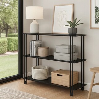 Rasha 3 Tier Storage Rack Rack, Spacious Shelves, Black Metal, 44 Inch ...