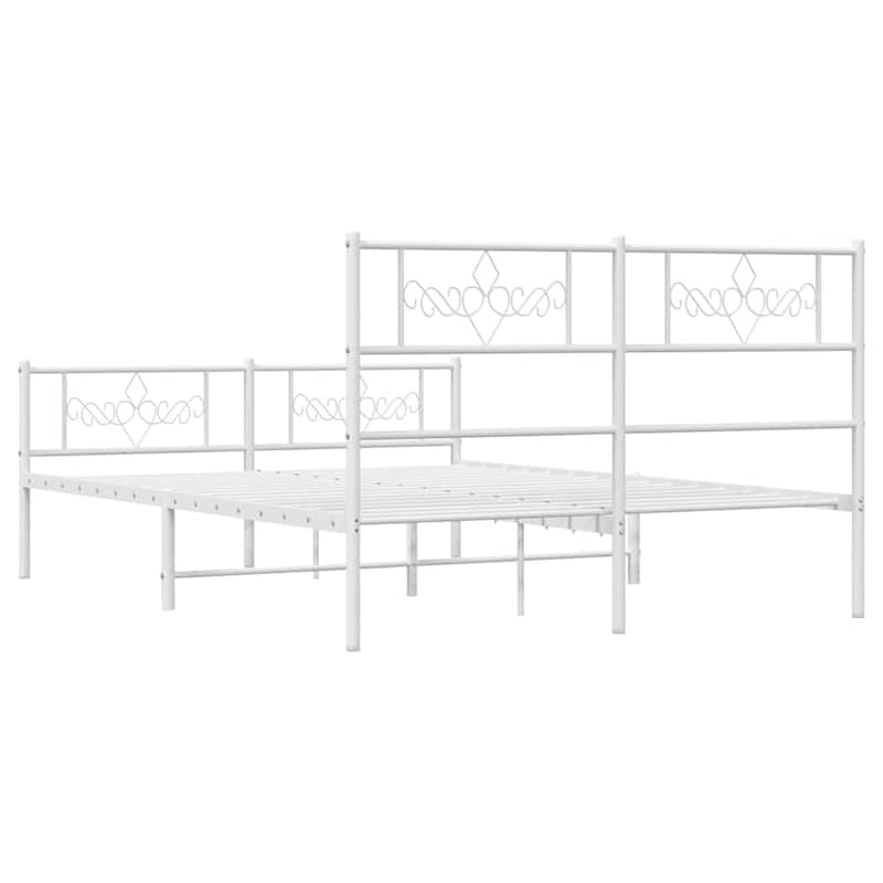 vidaXL 12 Inches White Full Size Metal Bed Frame No Mattress - 77.2" x 55.9" x 35.4"