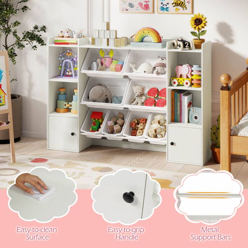 Costway Kids Toy Storage and Bookshelf with 8 Boxes Open Shelves & 2 - See Details