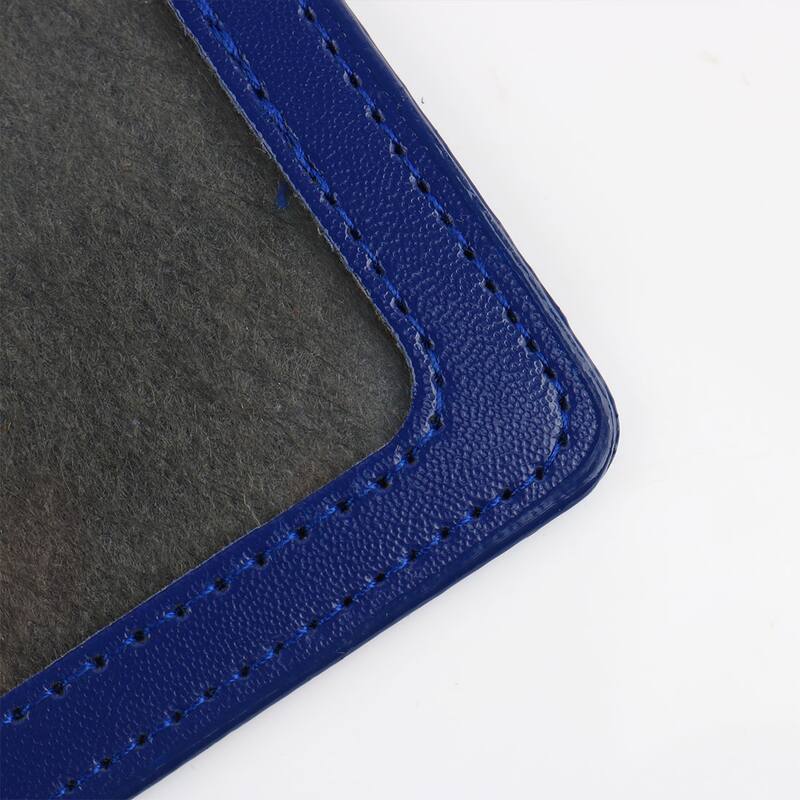 5 Pcs Faux Leather Staff Name ID Badge Card Holder Blue