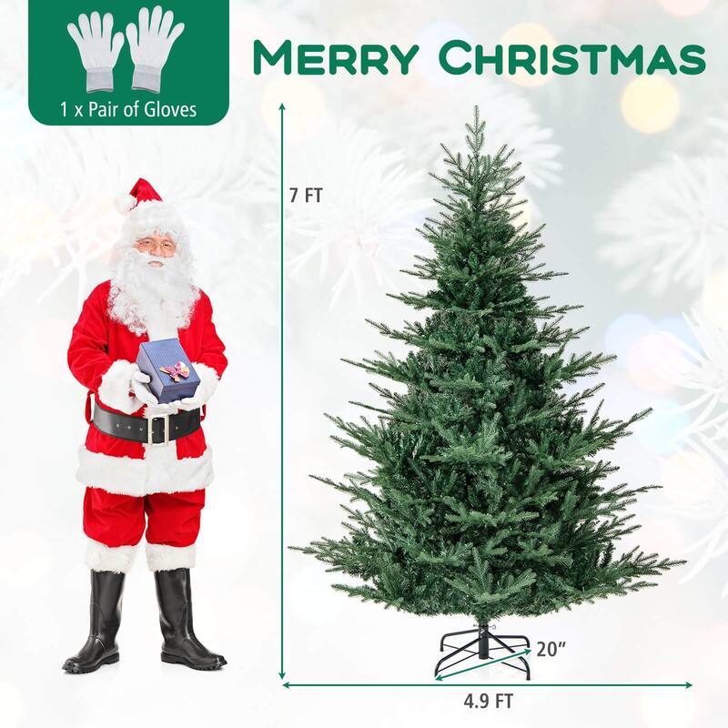 6/7 FT Pre-lit Christmas Tree Artificial Xmas Tree w/ Folding Stand - 7 Foot