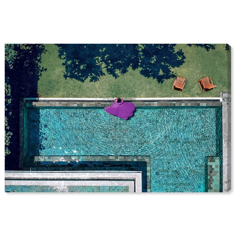 Wynwood Studio Fashion and Glam Lady in Violet Swim Blue and Turquoise Modern & Contemporary Wall Art Canvas Print