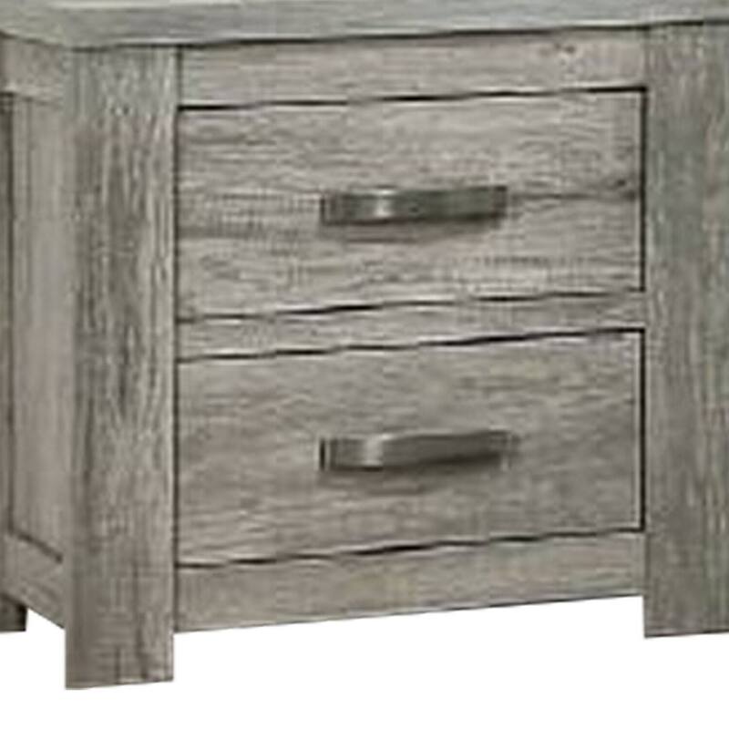 Gray 2 Drawer 17 in. W Nightstand with Bar Metal Handles