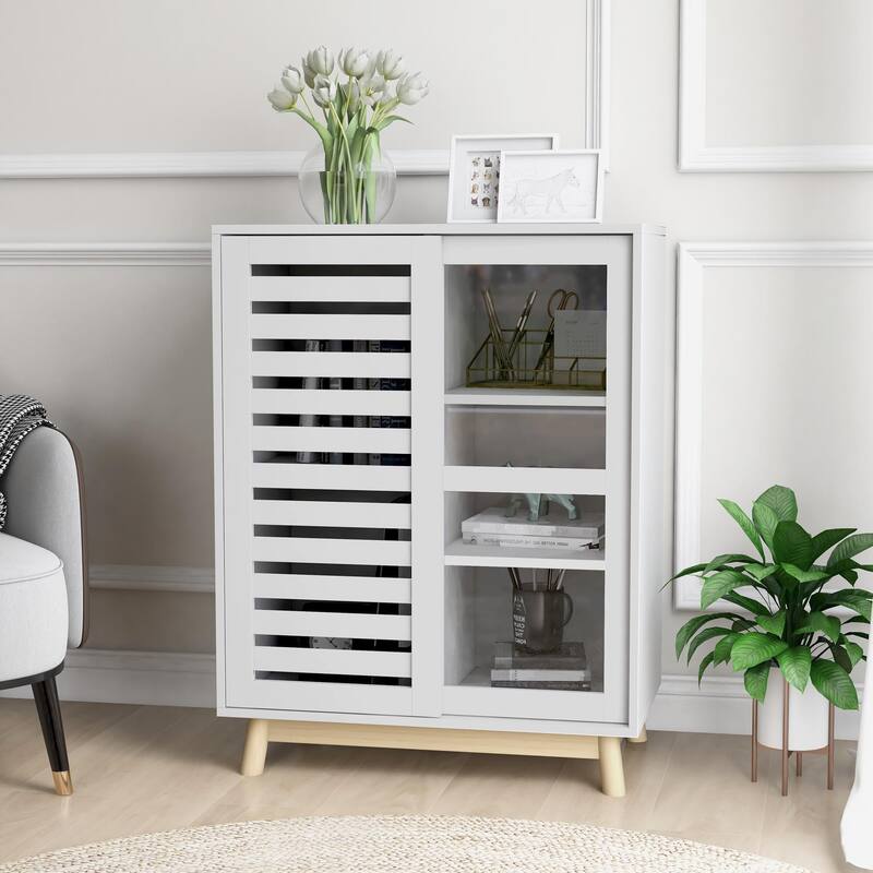 Asymmetric Sliding Door Storage Cabinet