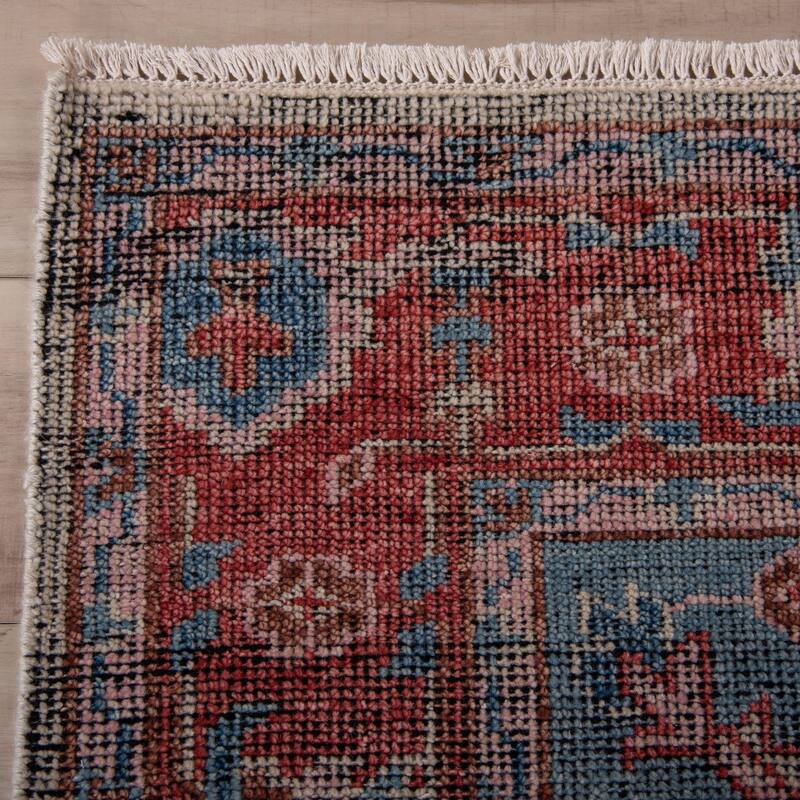 Alora Decor Antique Hand-Knotted Rust/Blue Central Medallion Rug
