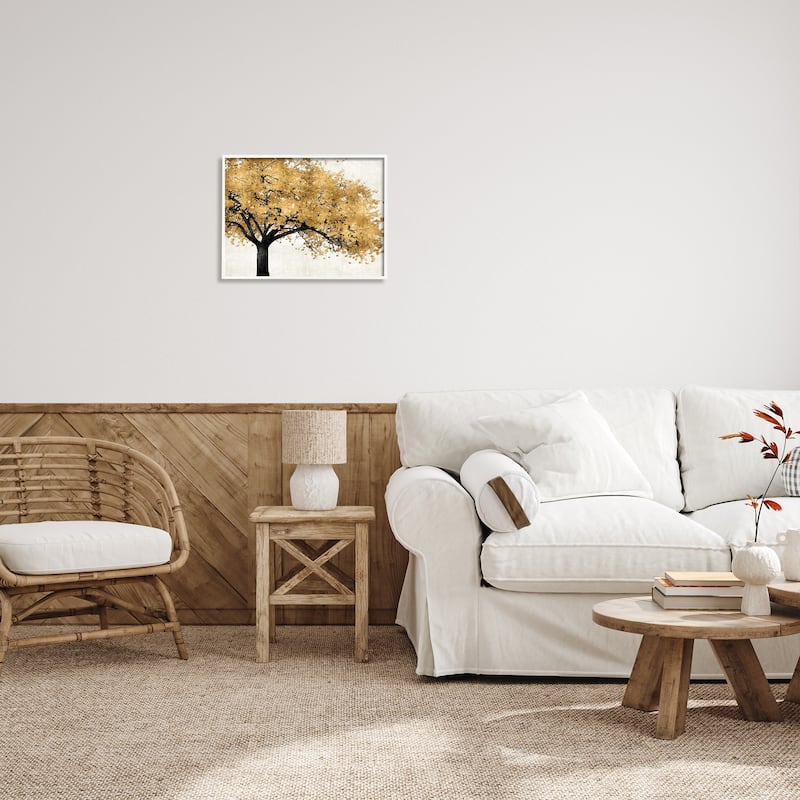 Stupell Traditional Tree with Autumn Leaves over Neutral Framed Giclee Texturized Art by Kate Bennet