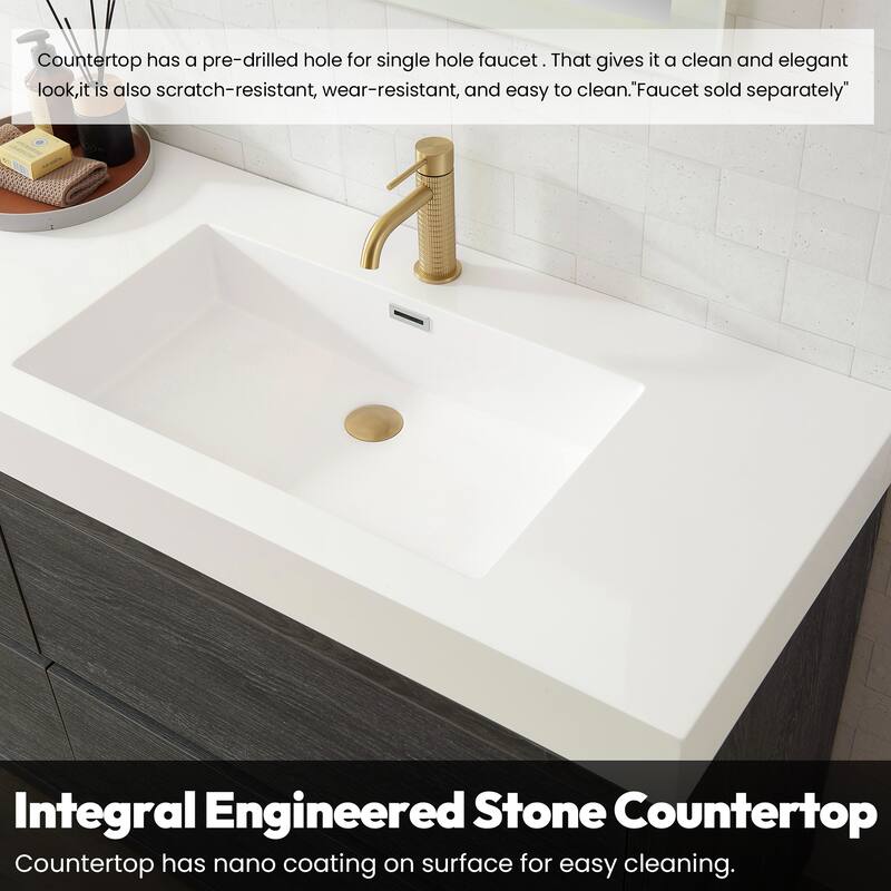 Huesca Bath Vanity with Composite Integral Sink Top without Mirror