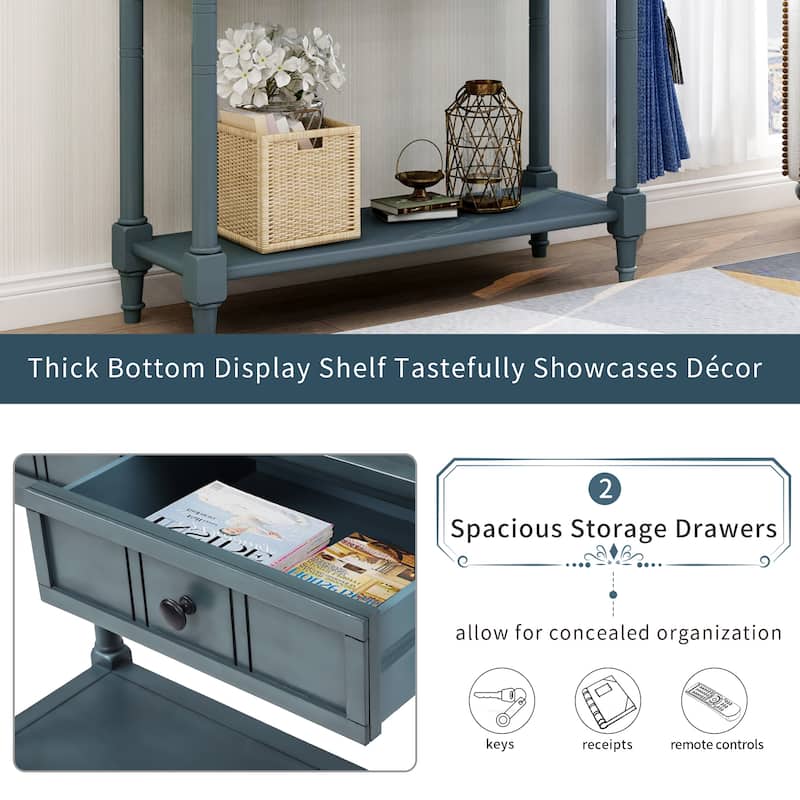 Console Table with Two Drawers and Bottom Shelf