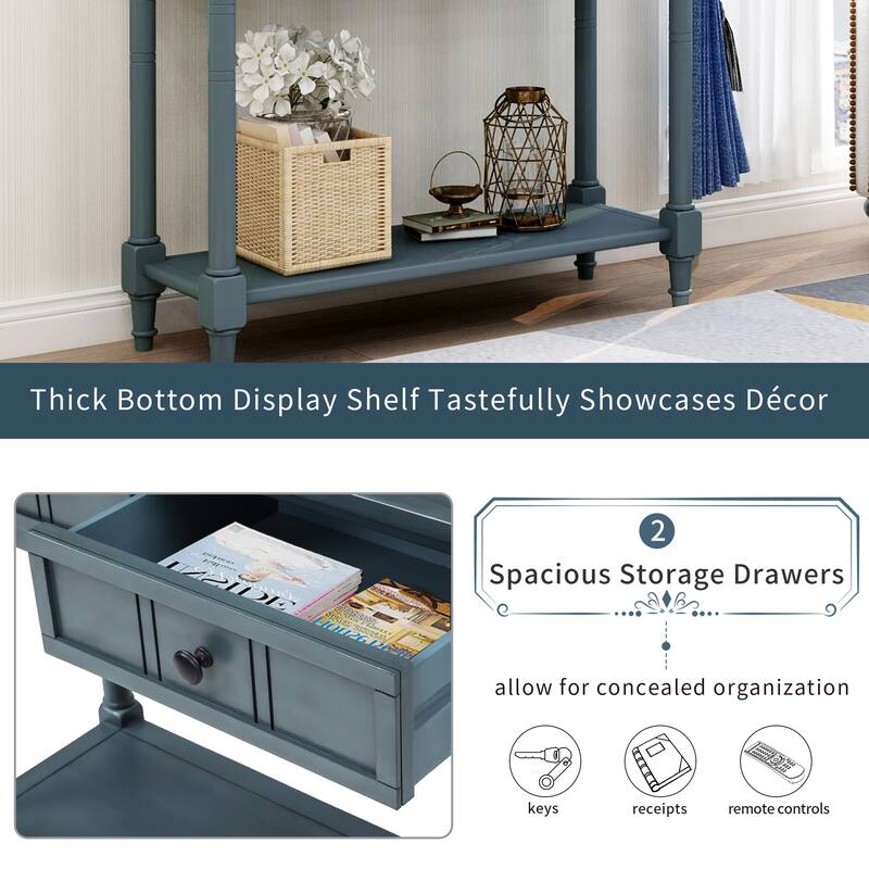 Traditional Console Table with 2-Drawers and Bottom Shelf