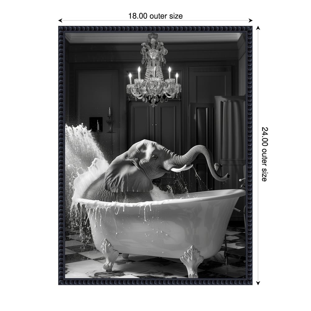 Big Elephant Splash by Niky Rahner Framed Canvas Wall Art