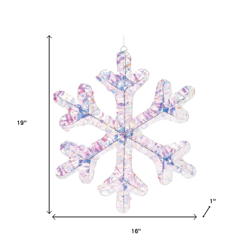 HomeRoots Set of Two White Iridescent LED Lighted Holiday Snowflake Christmas Ornaments