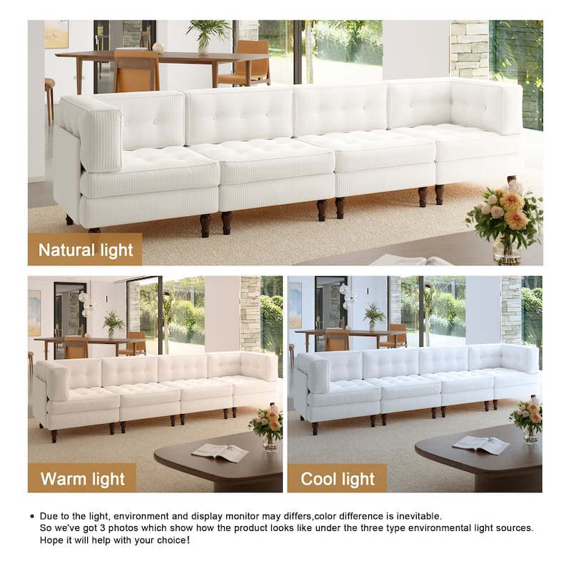 Oversized Modular Sectional Corduroy Fabric Tufted Sofa
