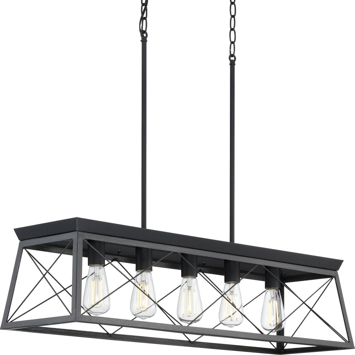 Briarwood 5 Light Black Farmhouse Linear Island Chandelier Light 38 In X 10 In X 9 In Overstock 32533023