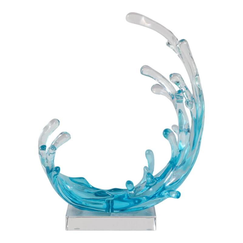 Resin Sculpture Wave Abstract Modern Decorative Object - 11" Blue - 8.75" x 4.25" x 10.5"