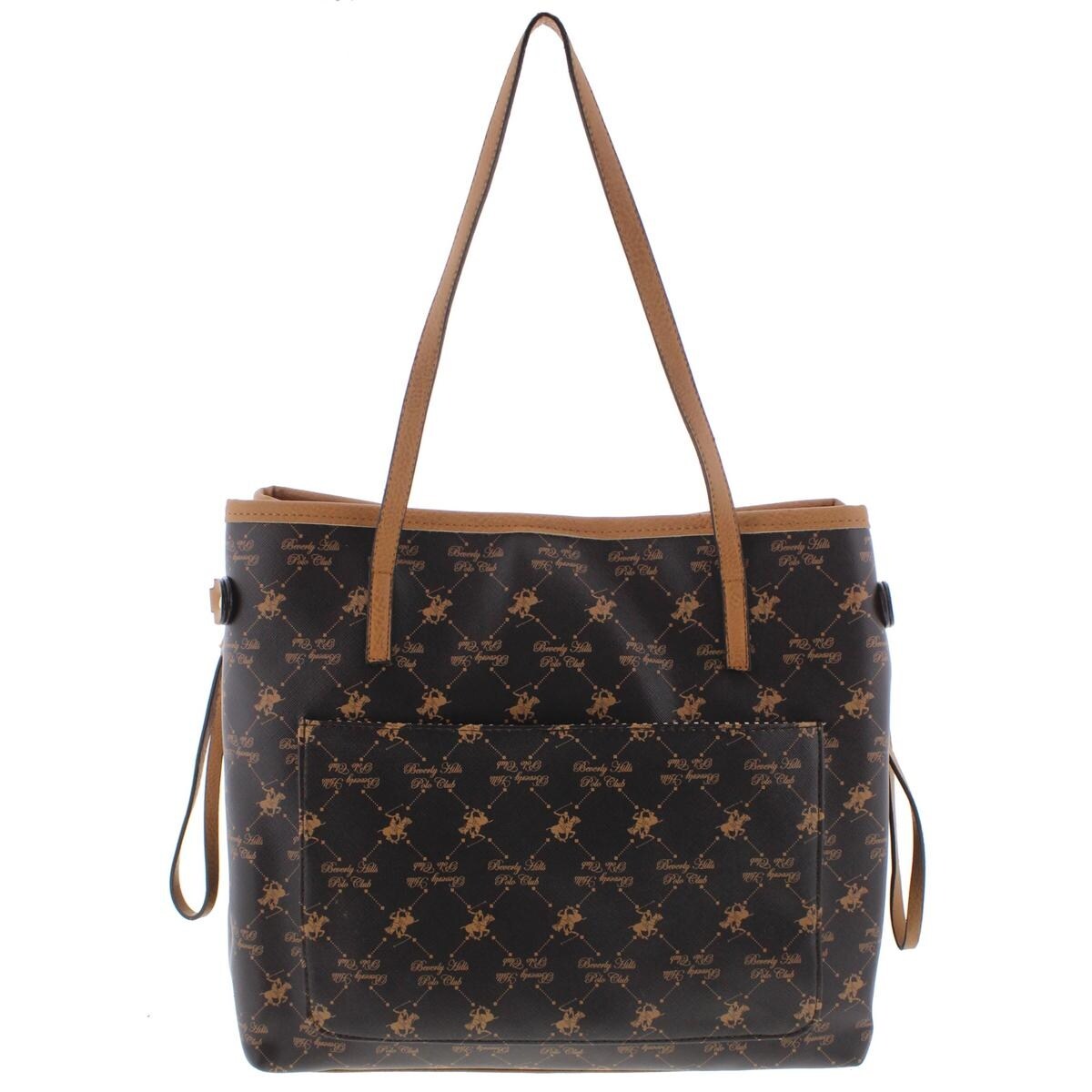 Shop Beverly Hills Polo Club Womens Tote Handbag Faux Leather Printed Extra Large Overstock 18949905