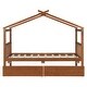 preview thumbnail 42 of 72, Creativity House Bed Twin Size Frame with 2 Wood Drawers for Boys Girls, Wood Platform Bed with Roof No Box Spring Needed