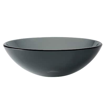 KRAUS 16 1/2 inch Clear Black Round Glass Vessel Bathroom Sink