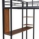 preview thumbnail 16 of 26, Full Size Metal Loft Bed with 2 Shelves & 1 Desk, Sturdy Bedframe w/2 Ladders & Safety Rails for Kids Teens Adults