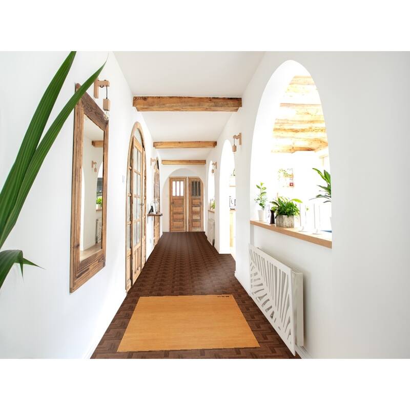 Modern Gold Gabbeh Oriental Rug Handmade Wool Carpet - 2'9" x 4'0"