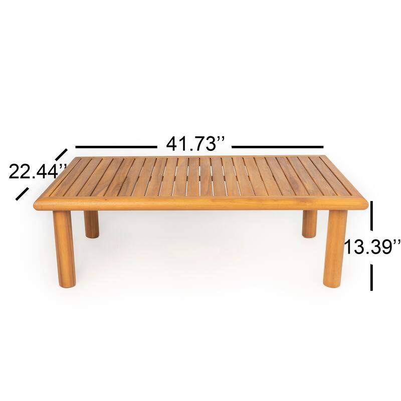 Christopher Knight Home - Calderon Outdoor Acacia Wood Coffee Table with Slatted Top and Water Resistant Frame - 41.73"L
