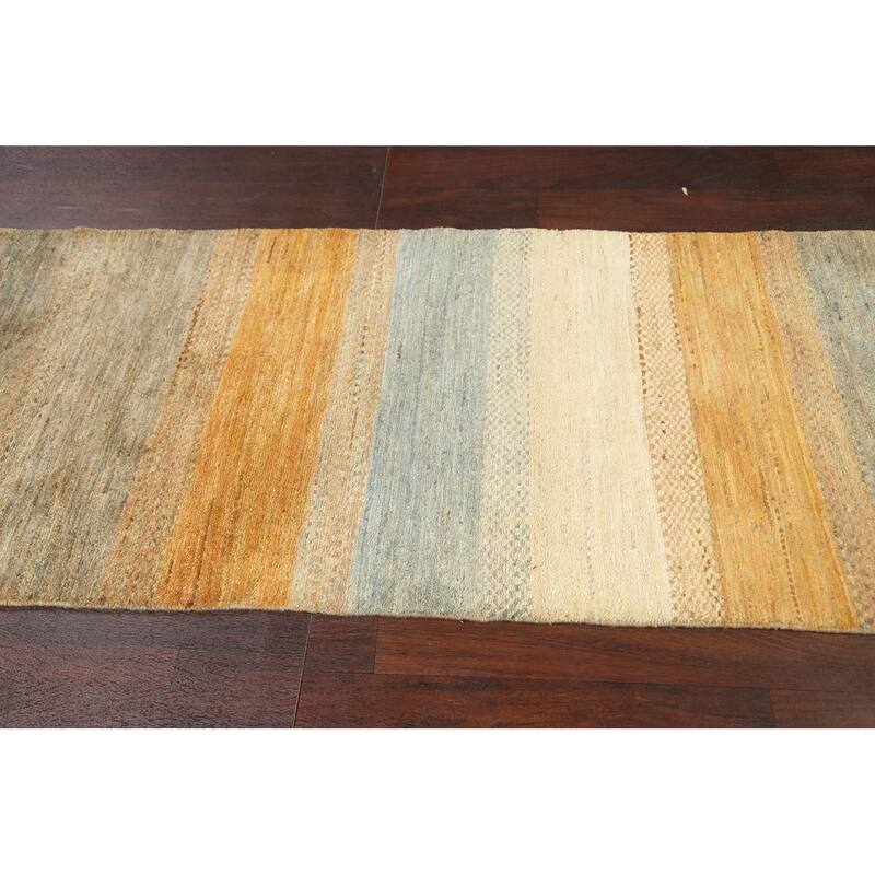 Modern Oriental Gabbeh Kashkoli Runner Rug Hand-knotted Wool Carpet - 2'7" x 7'11"