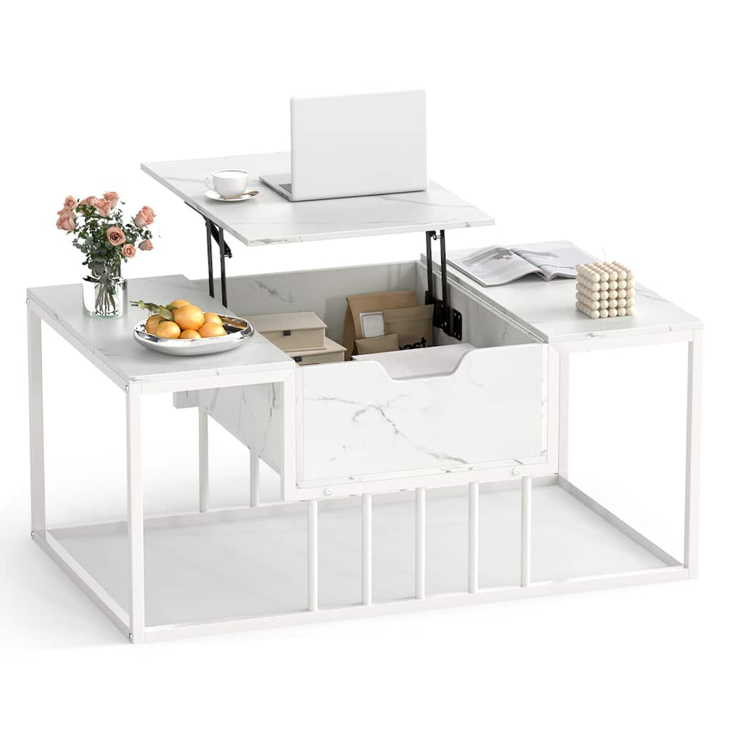 Gymax Lift-Top Coffee Table w/ Hidden Storage & Heavy-Duty Metal Frame