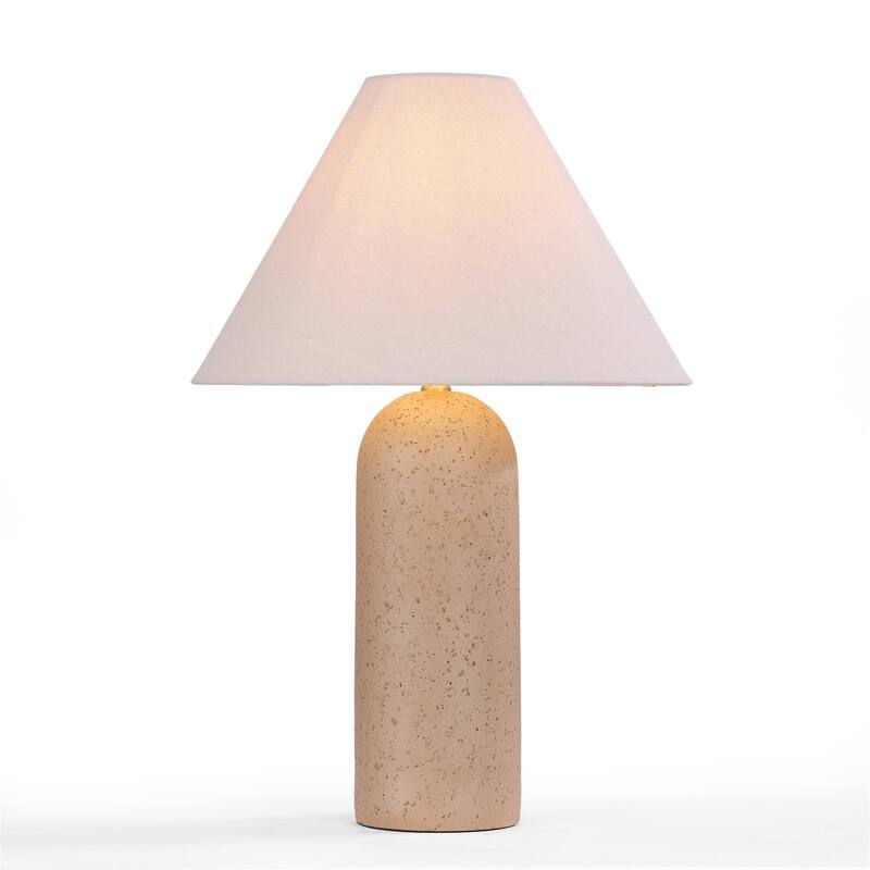 Painted Ceramic Accent Table Lamp with Cone Linen Shade