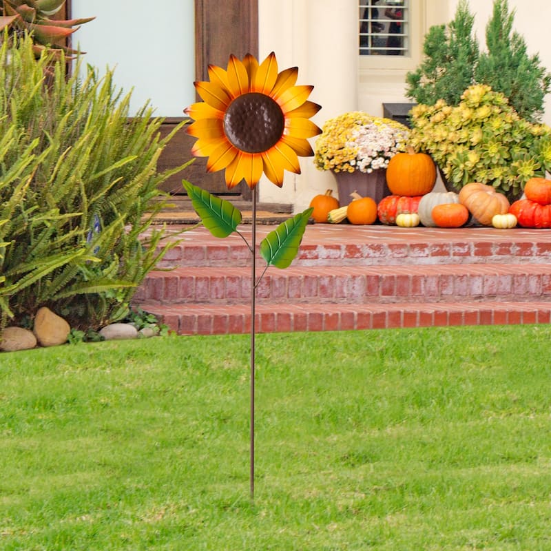 Glitzhome Fall Harvest Metal Yard Stake Hanging Decor for Thanksgiving (2-3 Functions)