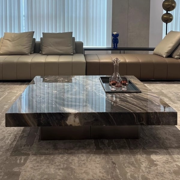 JASIWAY Light Luxury Sintered Stone Square Coffee Table - On